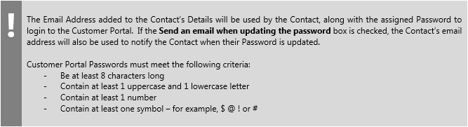 Customer Portal Password Requirements