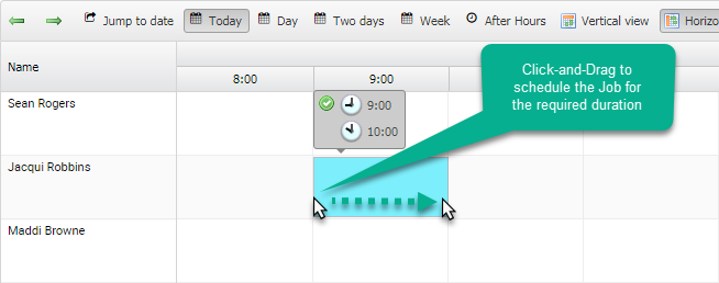 Create a new Job using click-and-drag on the Scheduler
