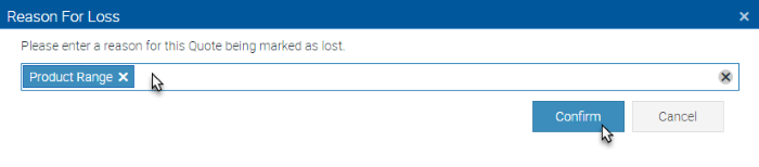 Select the reason for Quote loss